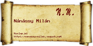 Nánássy Milán névjegykártya